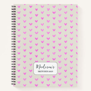 Valentine Pink Hearts Personalisiert Notizbuch