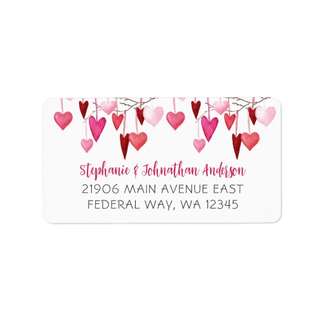 Valentine Pink Hearts Rücksendeadresse Adressaufkleber (Vorne)