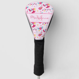 Valentine Pink Liebe Letters Muster Eleganter Name Golf Headcover