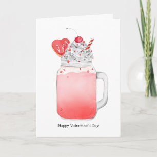 Valentine Pink Milkshake I Liebe You Punny Card Karte