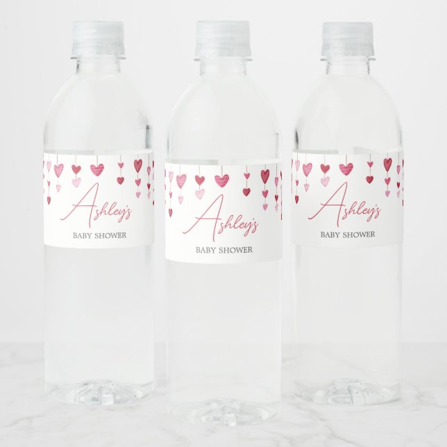 Valentine Pink Red Heart Baby Dusche (Flaschen)