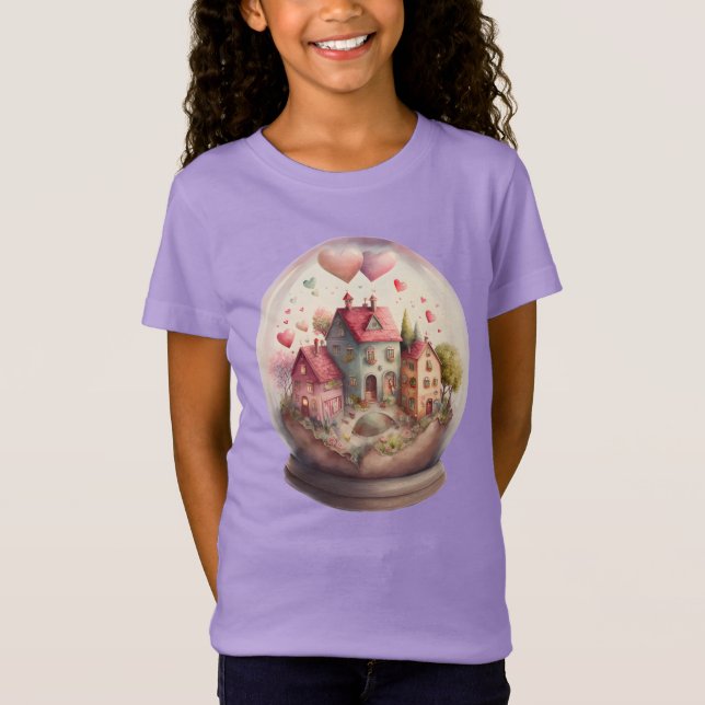 Valentine Pink Village Snowglobe T-Shirt (Vorderseite)