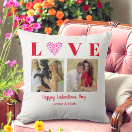 Valentine Pink White Heart Foto Kissen