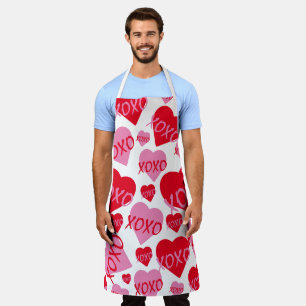 Valentine Pink XOXO Rotes Herzmuster Modernes Weiß Schürze
