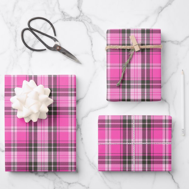 Valentine Plaid Wrapping Paper  Geschenkpapier Set (Vorderseite)