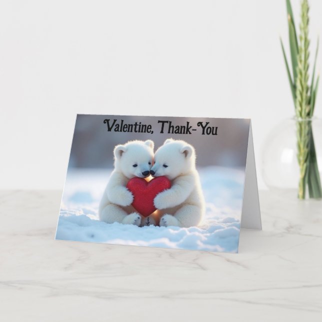 Valentine Polar Bear Cubs Greeting Card Karte (Vorderseite)