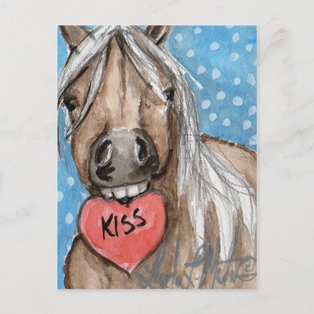 Valentine Pony Postcard Silver Bay Feiertagspostkarte (Vorderseite)