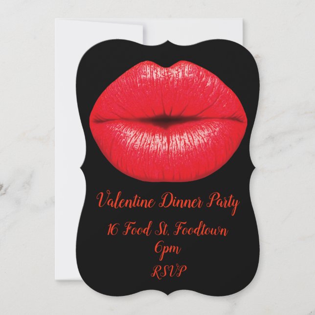 Valentine Pop Roter Kuss Retro Party Einladung (Vorderseite)