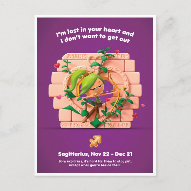 Valentine Postkarte für Sagittarius (Vorderseite)