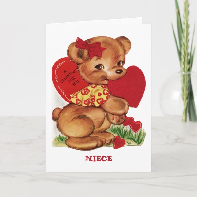 Valentine pour vous carte de voeux de nièce (Devant)
