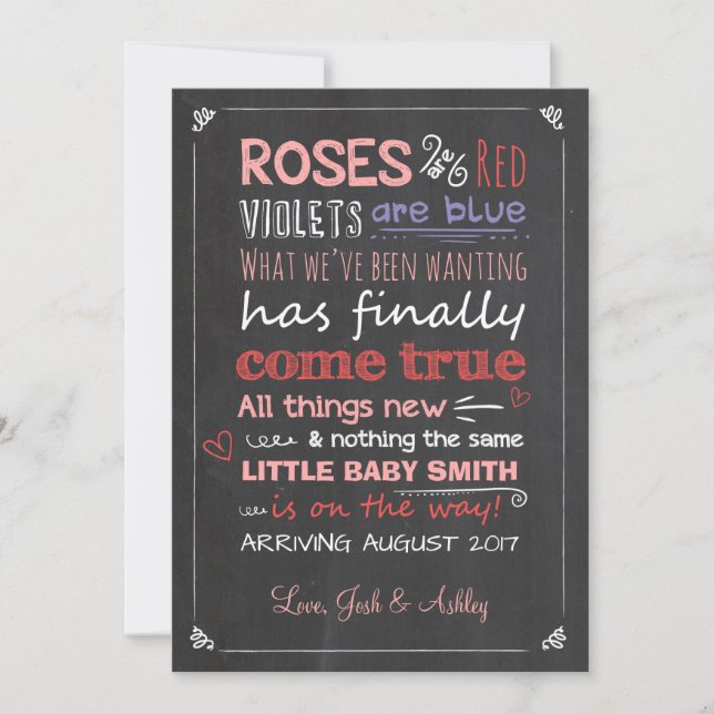 Valentine Pregnancy Announcement Card erwartet Ankündigung (Vorderseite)