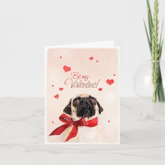 Valentine Pug Feiertagskarte (Vorderseite)