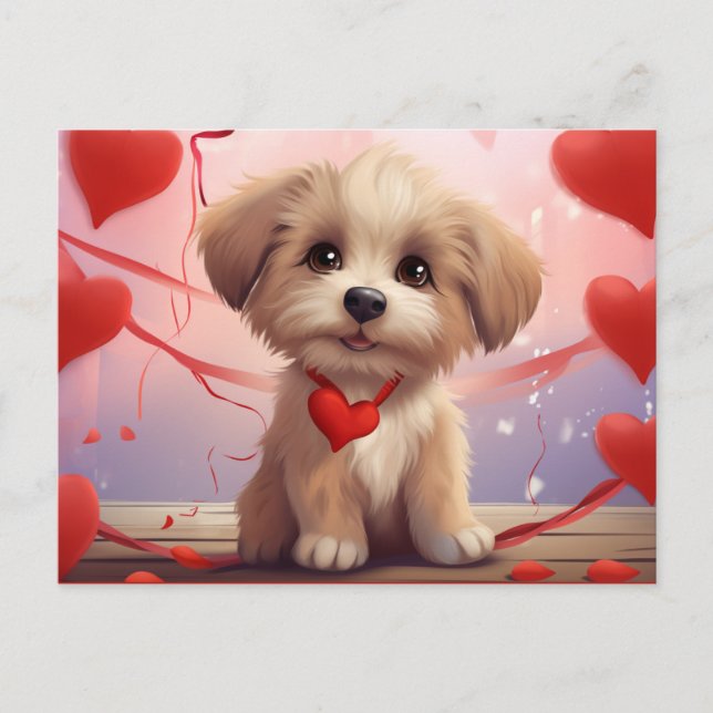 Valentine Puppy Postkarte (Vorderseite)