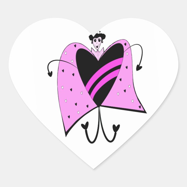 Valentine Queen Liebe Bug Herz-Aufkleber (Vorderseite)