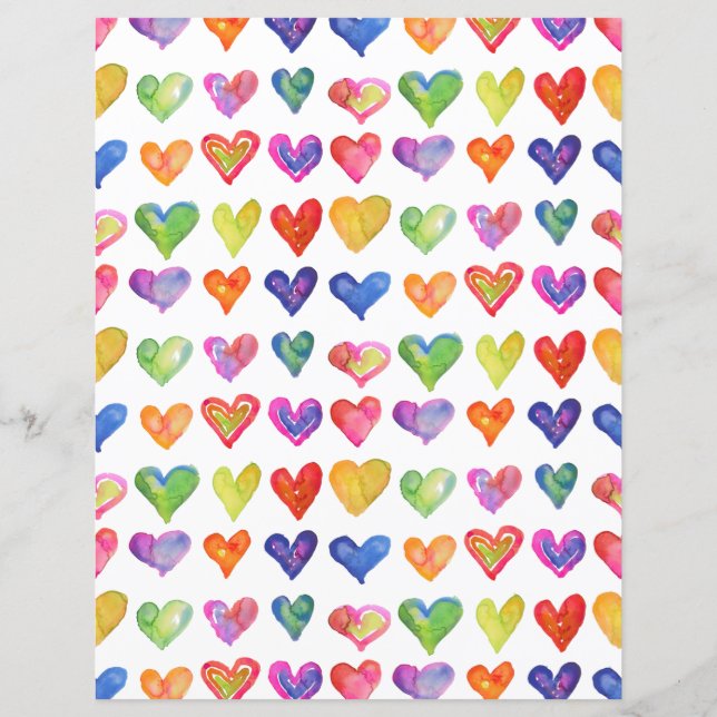 Valentine Rainbow Hearts Paper Sheet (Rückseite)
