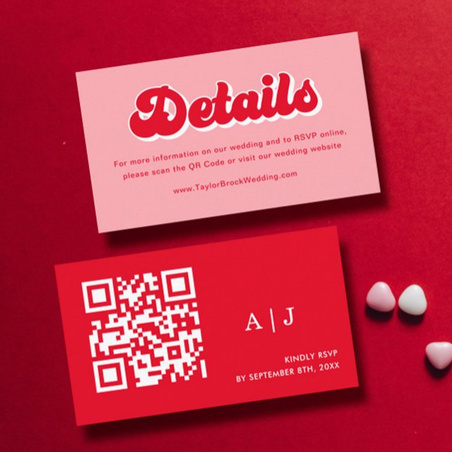 Valentine Red and Pink Wedding Begleitkarte (Von Creator hochgeladen)