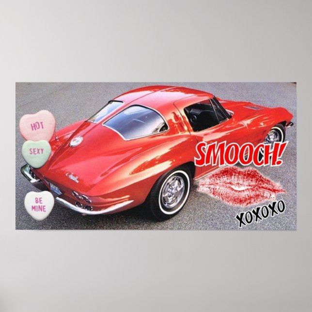 Valentine Red Corvette Split Window Classic Poster (Vorne)