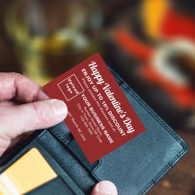 Valentine Red Discount Card Rabattkarte (Attract more customers this Valentine's Day. Business Valentine red discount card.)