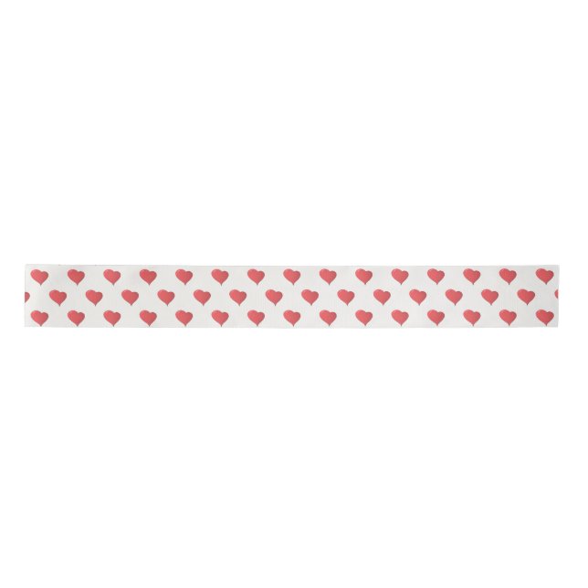 Valentine Red Heart Pattern Satinband (Vorderseite)