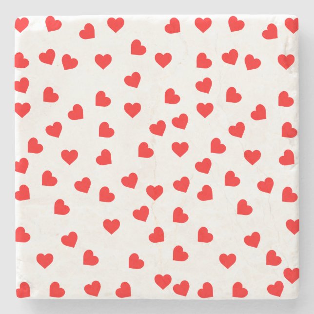 Valentine Red Heart Pattern Steinuntersetzer (Vorderseite)