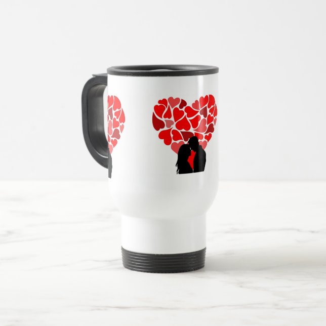 Valentine Red Hearts Reisebecher (Vorderseite Links)