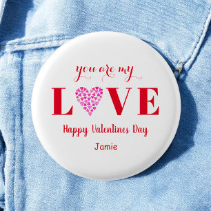 Valentine Red Liebe Script Heart Button