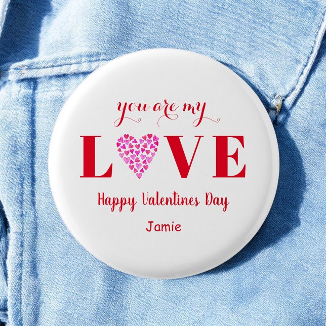 Valentine Red Liebe Script Heart Button (Von Creator hochgeladen)