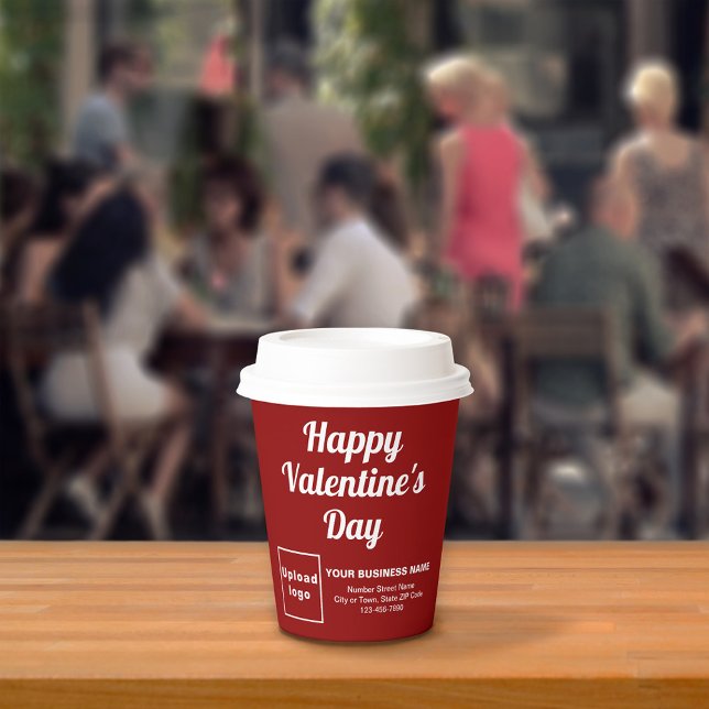 Valentine Red Paper Cup Pappbecher (Business brand with Happy Valentine's Day greeting on red paper cup.)