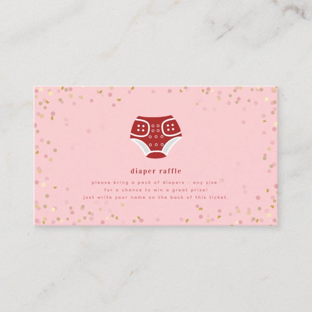 Valentine Red Pink Diaper Raffle Baby Dusche Enclo Begleitkarte (Vorderseite)