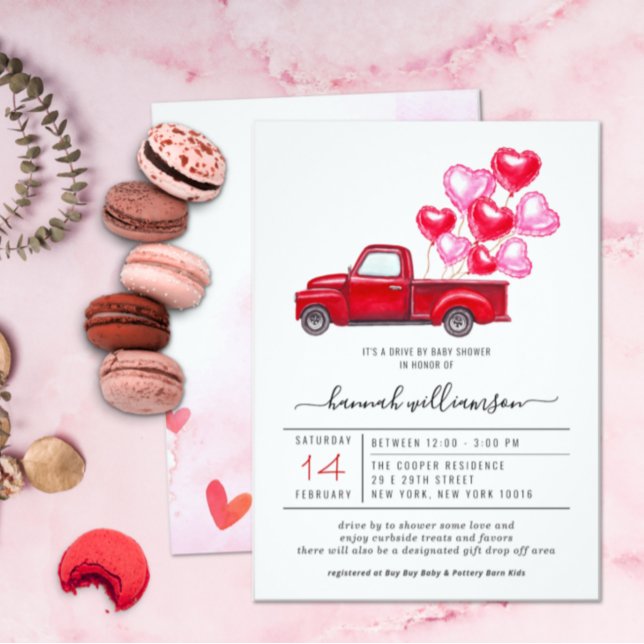 Valentine Red Truck | Baby-Dusche für Laufwerk Einladung (Von Creator hochgeladen)