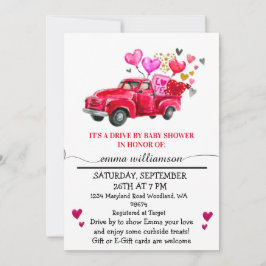 Valentine Red Truck | Laufwerk mit Babydusche Einladung