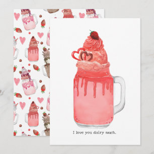 Valentine Red Velvet Milkshake I Love You Pun Kart Karte