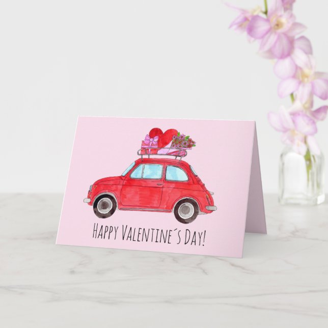 Valentine Retro Fiat 500 Karte (Orchidee)