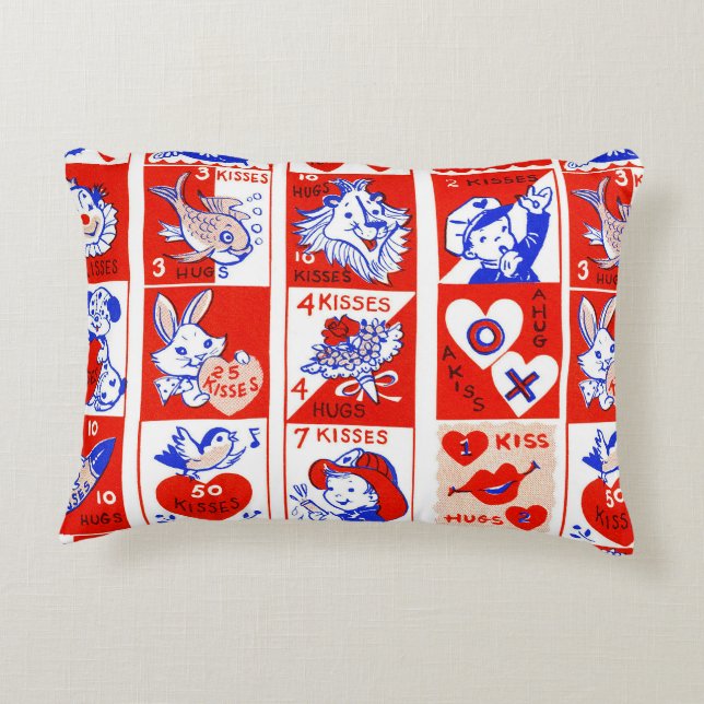Valentine Retro Liebe schlägt Niedliche Muster Dekokissen (Rückseite)