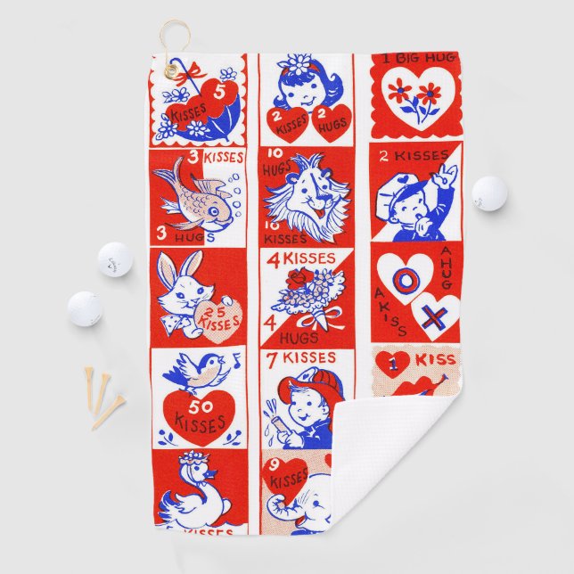 Valentine Retro Liebe schlägt Niedliche Muster Golfhandtuch (Insitu)