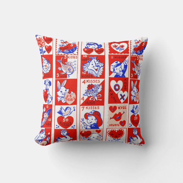 Valentine Retro Liebe schlägt Niedliche Muster Kissen (Vorderseite)