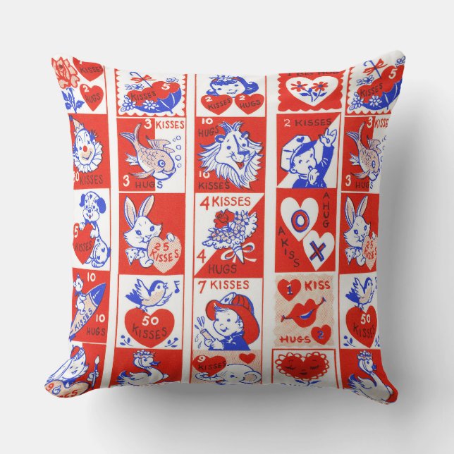 Valentine Retro Liebe schlägt Niedliche Muster Kissen (Vorderseite)