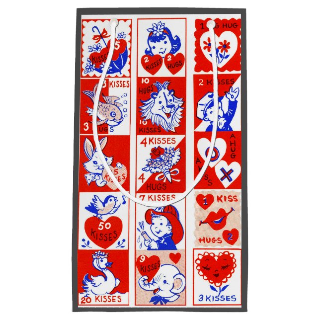 Valentine Retro Liebe schlägt Niedliche Muster Kleine Geschenktüte (Vorderseite)