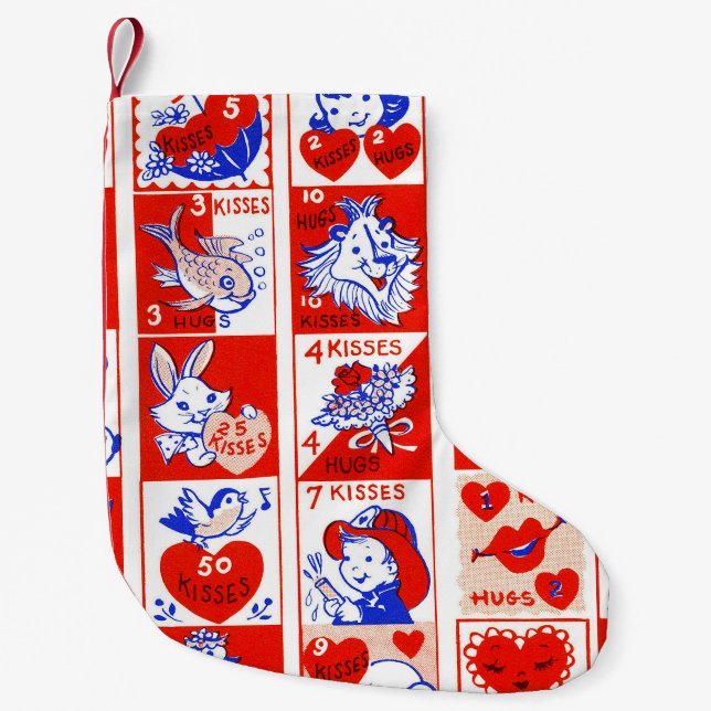 Valentine Retro Liebe schlägt Niedliche Muster Kleiner Weihnachtsstrumpf (Vorderseite)