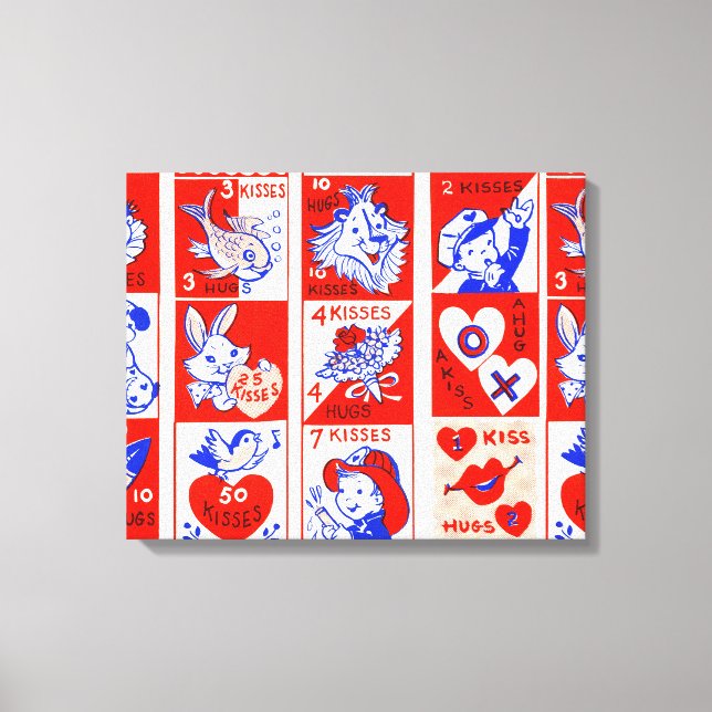 Valentine Retro Liebe schlägt Niedliche Muster Leinwanddruck (Vorderseite)