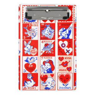 Valentine Retro Liebe schlägt Niedliche Muster Mini Klemmbrett