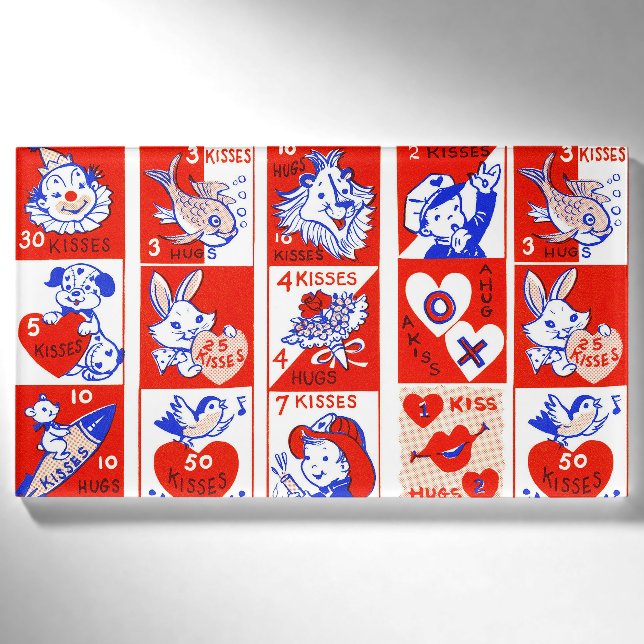 Valentine Retro Liebe schlägt Niedliche Muster Namenschild (Vorderseite)