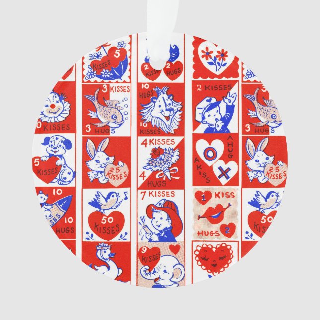 Valentine Retro Liebe schlägt Niedliche Muster Ornament (Vorderseite)