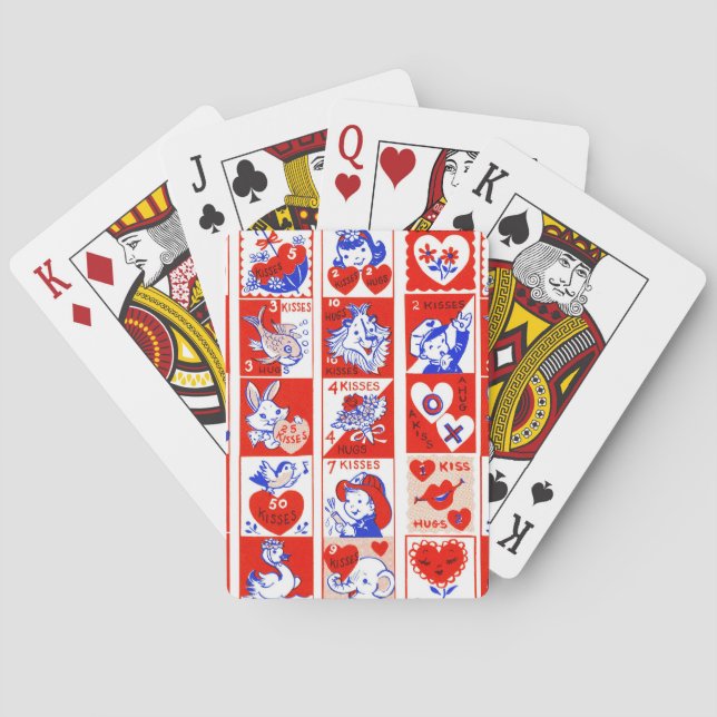 Valentine Retro Liebe schlägt Niedliche Muster Spielkarten (Rückseite)