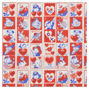 Valentine Retro Liebe schlägt Niedliche Muster Stoff