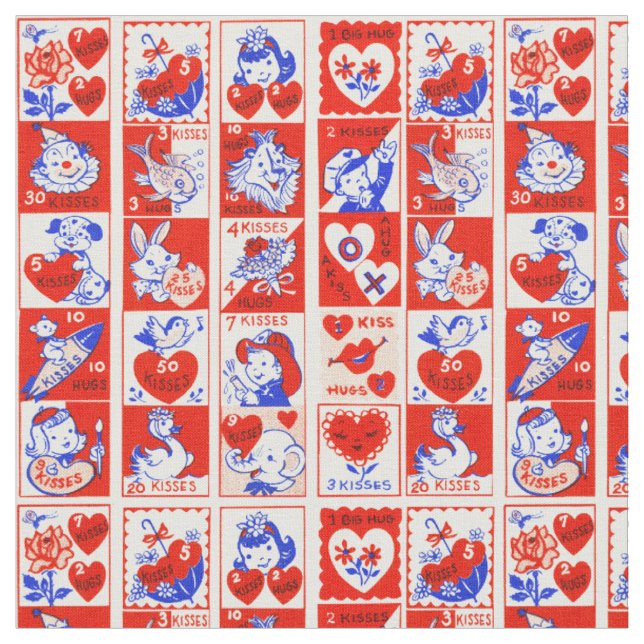 Valentine Retro Liebe schlägt Niedliche Muster Stoff (Nahaufnahme)