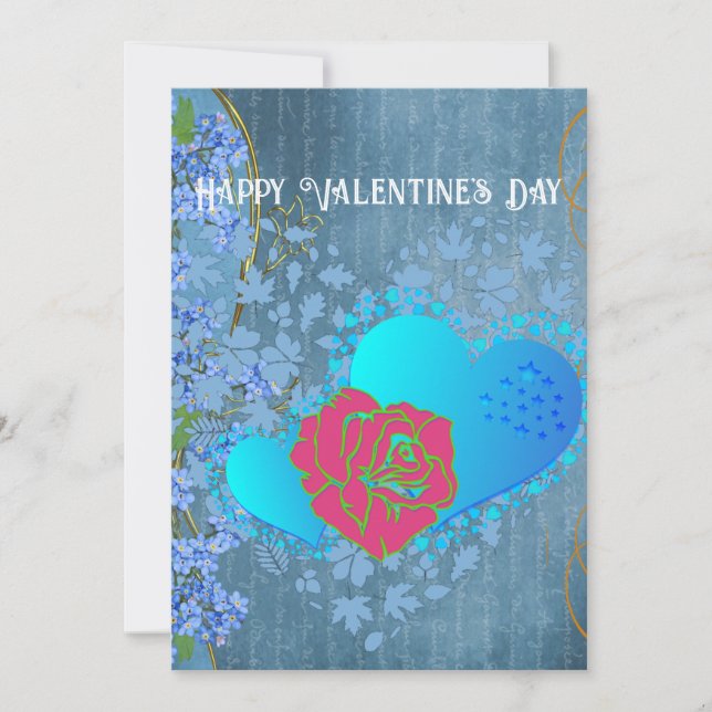 Valentine Romantique Roses balayer carte bleue du  (Devant)