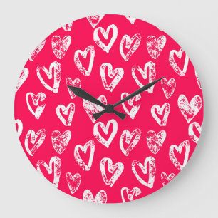 Valentine Rosa Herz: Skizzen Hintergrund Große Wanduhr