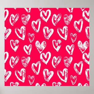 Valentine Rosa Herz: Skizzen Hintergrund Poster