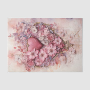 Valentine Rosa und Rote Herzen Blume Bouquet Seidenpapier